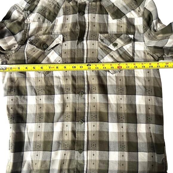 Frye Men’s Plaid Button Down Shirt Green Gray 100% Cotton Long Sleeve Medium - Picture 5 of 11